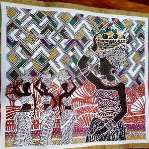 Cuadrante de Mujer africana de 49x49cm