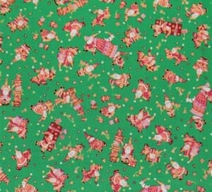 Tela de Papa Noel  sobre verde. Quilting treasures