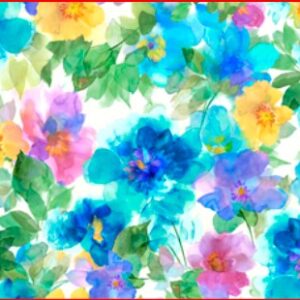Flores multicolores sobre fondo claro.Quilting treasures
