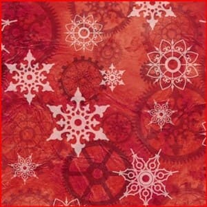 Estrellas y otros motivos geométricos sobre rojo de Quilting treasures