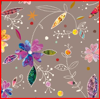 Flores sobre gris.Quilting treasures