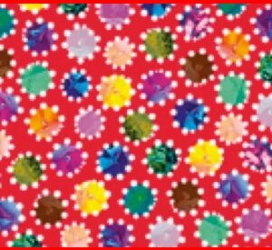 Círculos de colores sobre rojo. Quilting treasures