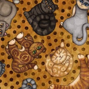 Tela de gatos en marrones de quilting treasures