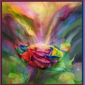 Panel  con rosa multicolor de Quilting treasures
