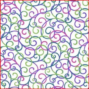 Espirales de colores sobre blanco.Quilting treasures