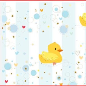 Tela  de patitos sobre rayas bebe azules. Quilting treasures