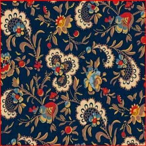 Flores clásicas sobre azul marino. Quilting treasures