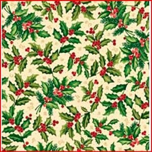 Acebo en rojos y verdes sobre crudo  de Quilting treasures