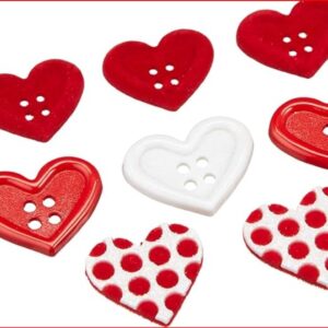 Botones de corazones en rojos y blancos.Dress it up-