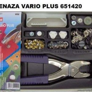 Estuche de remachadora azul  vario plus con remaches metálicos