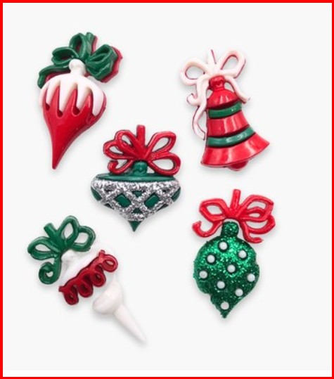Botones de  bolas de navidad con formas para decorar el arbol de dress it up