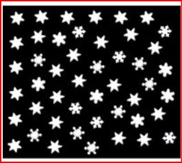 Botones de estrellas y copos de nieve en  blanco-