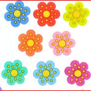 Botones de flores primaverales multicolores