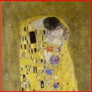 El beso de Klimt en polipiel para bolsos(Medidas 44x 44 cm)