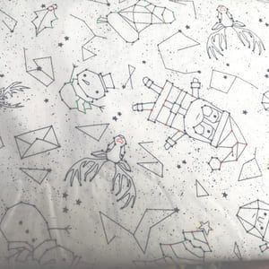 Tela de nieve con muñecos y otros dibujos