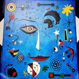 Arte sobre azul en polipiel para bolsos(Medidas 44x 44 cm)