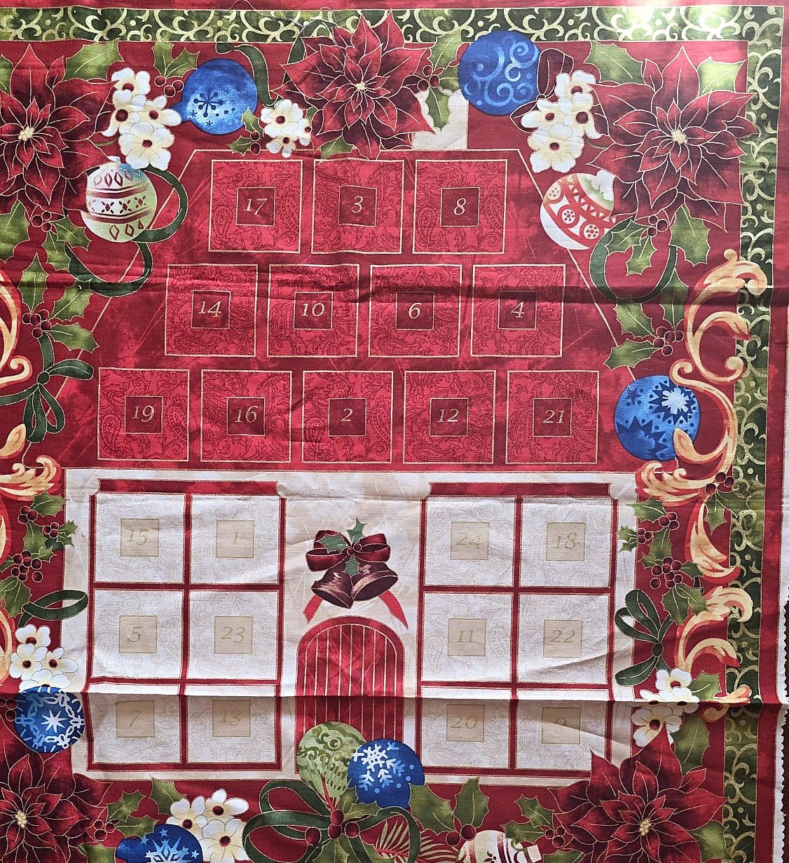 Calendario de adviento con flores de pascua