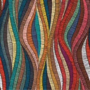 Tela Kenia con motivos geométricos en colores tierra (Repelente al agua y anti manchas )