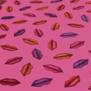 Tela de labios de colores sobre rosa con lunares.Quilting treasures