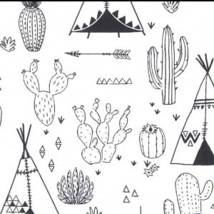 Tela  de cactus y tipis para colorear