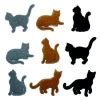 Botones de 9 gatitos en blanco, marrón y negro