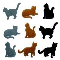 Botones de 9 gatitos en blanco, marrón y negro