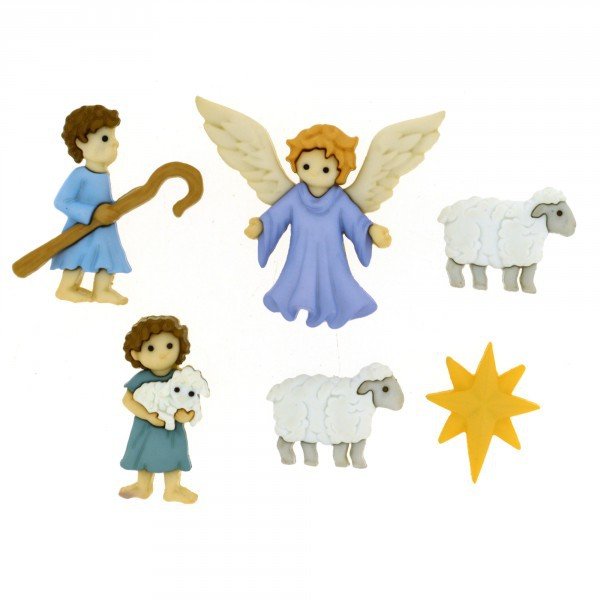 Botones de angel. pastores. ovejas y estrellas