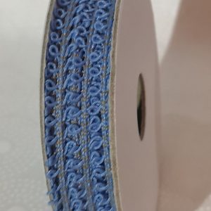 Cinta con cordón natural con motitas azules de 2m.