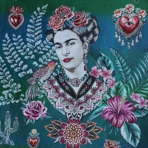 Frida sobre blanco en cuadro de loneta de 49x49cm