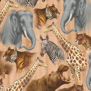 Tela de gatos de colores sobre negro de quilting treasures