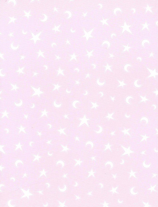 Tela de estrellas y lunas blancas sobre rosa 1.40