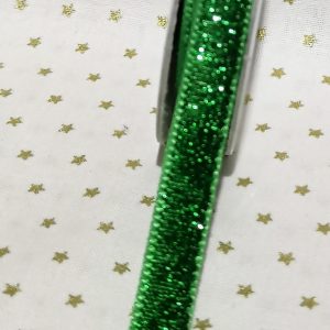 Rollo de cinta verde con brillantina de 10mm