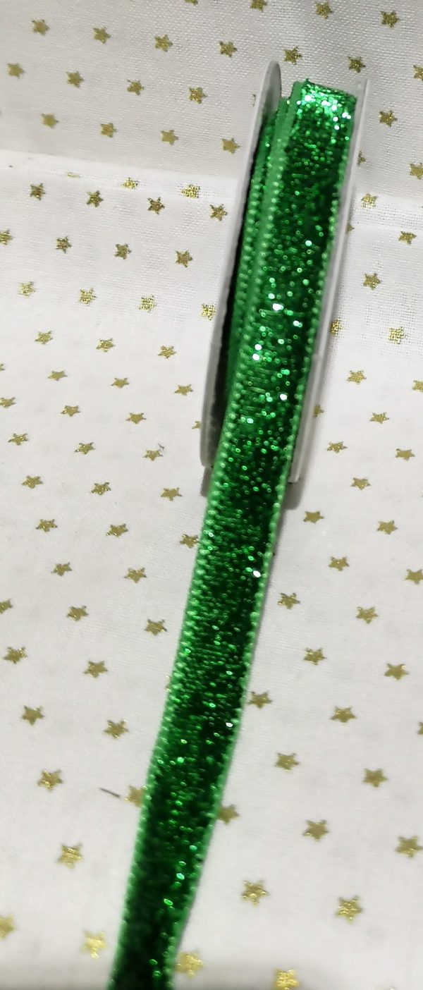 Rollo de cinta verde con brillantina de 10mm