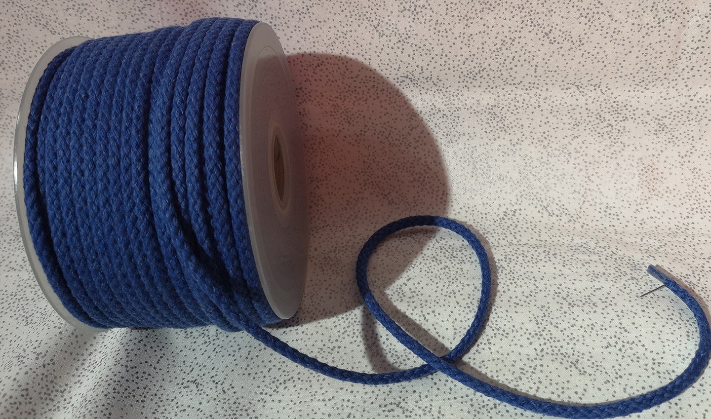 Cordón de mochila color azulón de algodón 5 mm