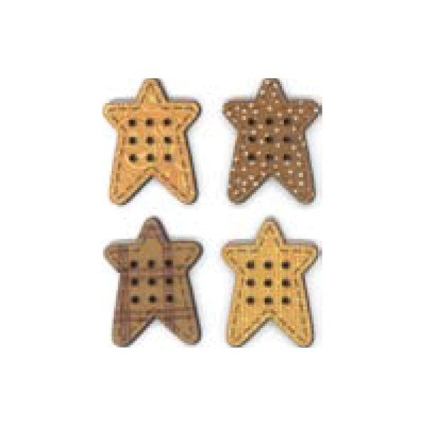 Botones de 4 estrellas de madera