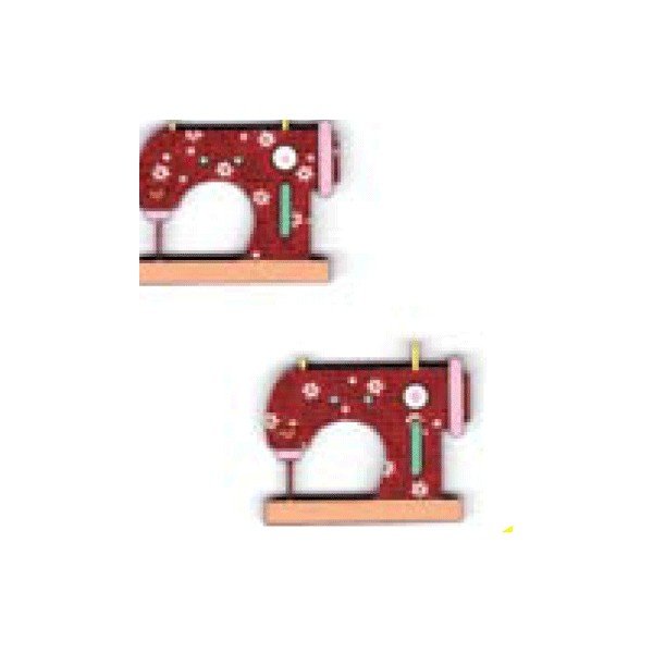 Botones de dos maquinas de coser rojas con flores