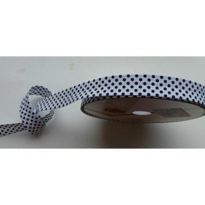 Cinta de bies blanco con lunares negro de 18mm