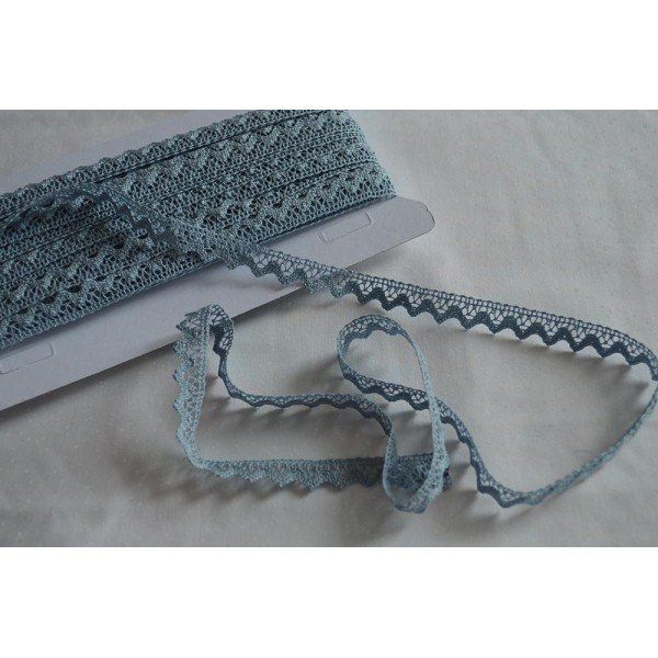 Puntilla azul grisáceo de algodón de 1 cm